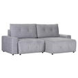 ECKSOFA Grau Velours  - Schwarz/Grau, KONVENTIONELL, Kunststoff/Textil (247/156cm) - Carryhome