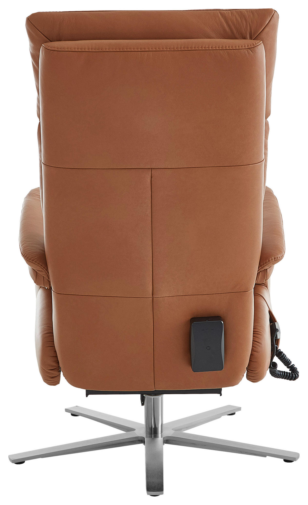 RELAXSESSEL in Leder Braun  - Edelstahlfarben/Braun, Design, Leder/Metall (70/124/85cm) - Cantus