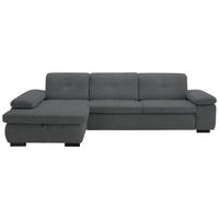 ECKSOFA in Flachgewebe Graubraun  - Graubraun/Schwarz, Design, Textil/Metall (174/297cm) - Beldomo Style