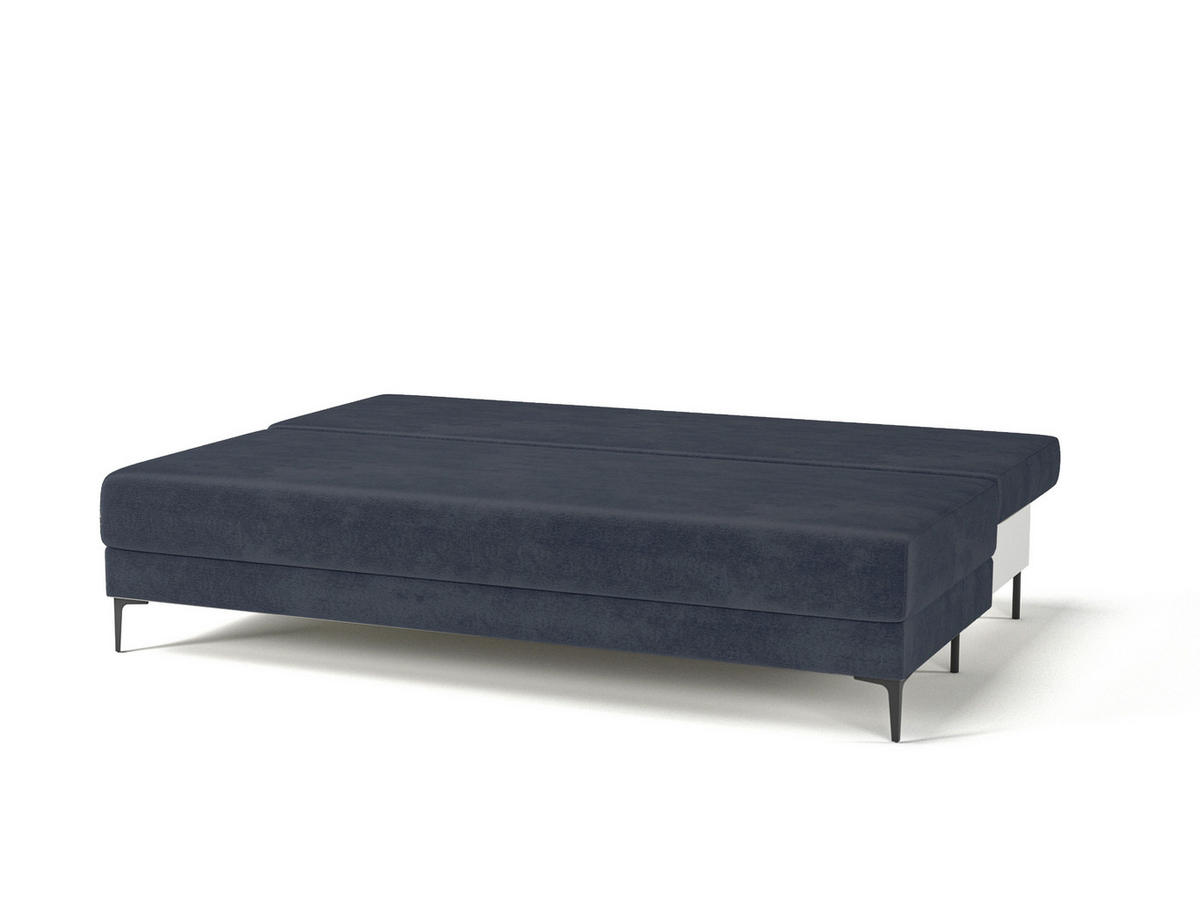 SCHLAFSOFA LEIPZIG in Velours Dunkelblau  - Schwarz/Dunkelblau, Design, Textil/Metall (200/78,5/88cm) - MID.YOU