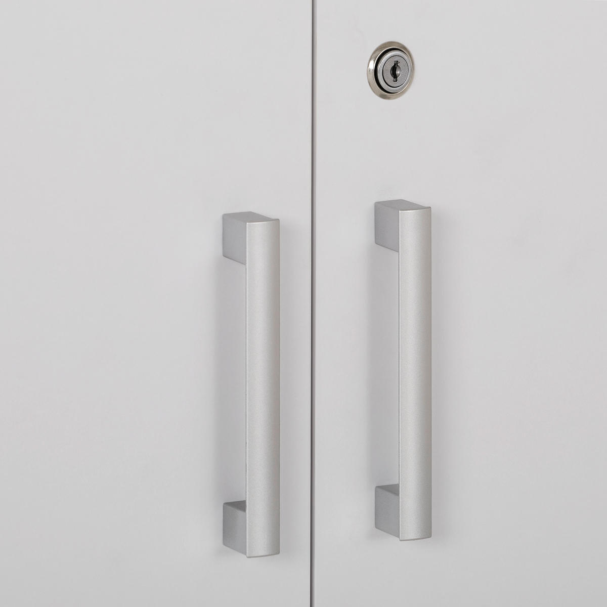 BÜRO abschließbar Silberfarben, Weiß - Silberfarben/Weiß, KONVENTIONELL, Holzwerkstoff/Kunststoff - Carryhome