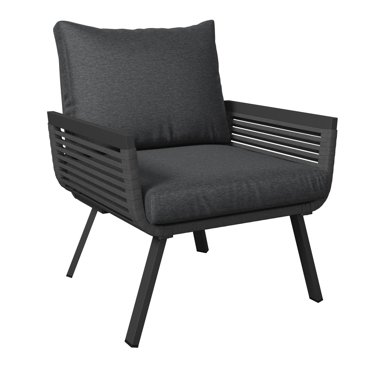 LOUNGEGARNITUR Aluminium  - Anthrazit/Schwarz, MODERN, Glas/Textil (125/74/74cm) - Ambia Garden