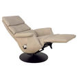 RELAXSESSEL Echtleder    - Ecru/Schwarz, Design, Leder/Metall (80/111/90cm) - Cantus