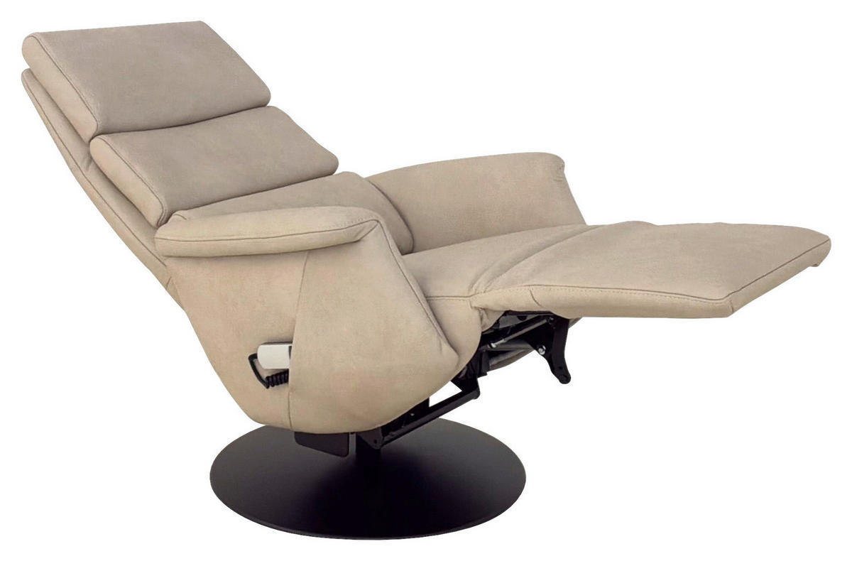 RELAXSESSEL Echtleder    - Ecru/Schwarz, Design, Leder/Metall (80/111/90cm) - Cantus