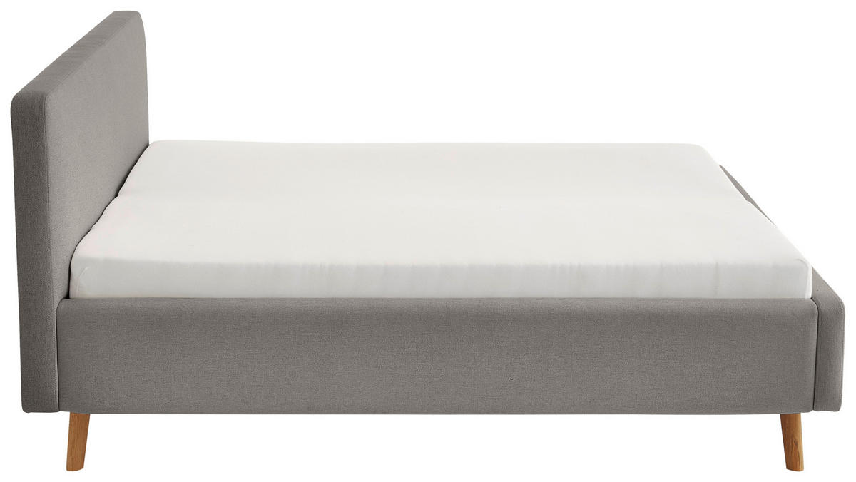 POLSTERBETT 180/200 cm  in Grau  - Eichefarben/Birkefarben, Design, Holz/Textil (180/200cm) - Xora