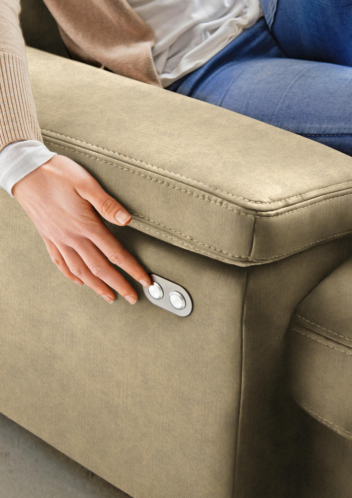 WOHNLANDSCHAFT in Velours Cappuccino  - Eichefarben/Cappuccino, Konventionell, Holz/Textil (235/316/167cm) - Beldomo System