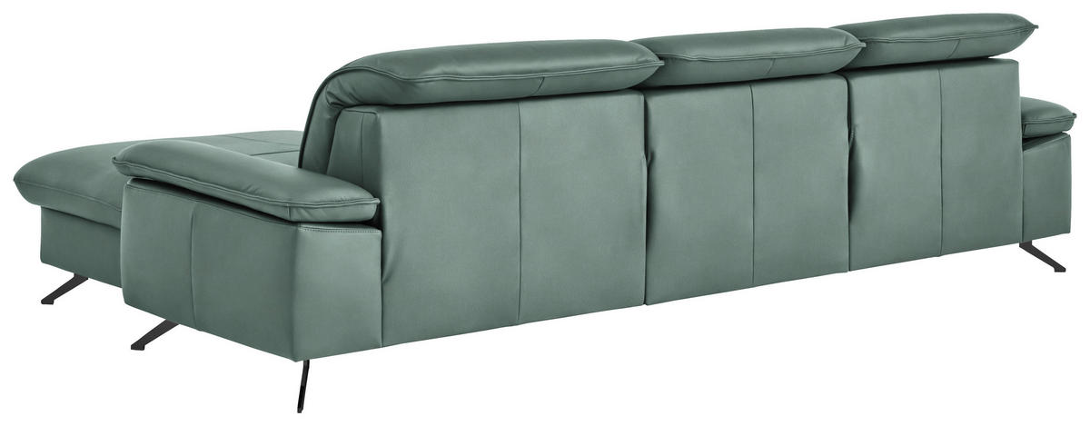 ECKSOFA  Echtleder Opal  - Opal/Schwarz, Design, Leder/Metall (307/169cm) - Beldomo Premium