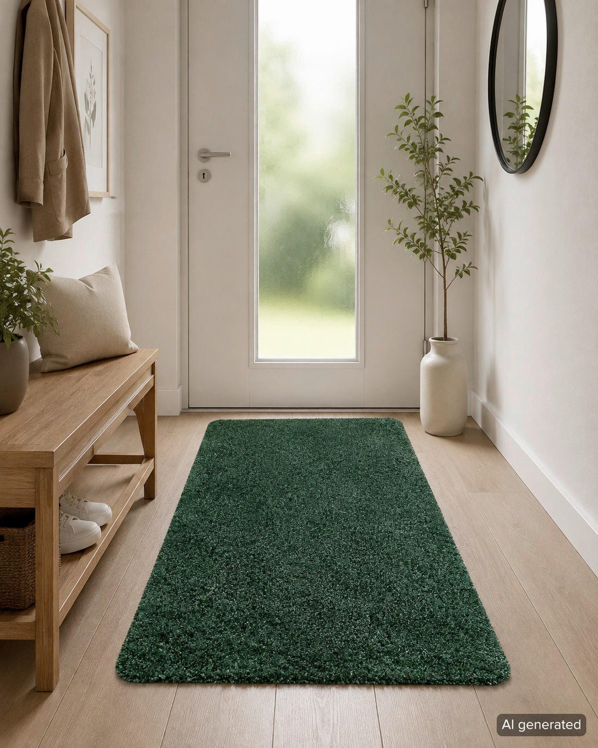 FUSSMATTE  60/75 cm  Grün  Struktur  - Grün, KONVENTIONELL, Kunststoff/Textil (60/75cm) - Astra
