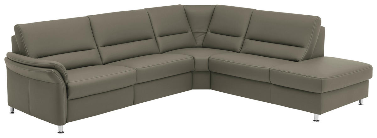 ECKSOFA in Echtleder Hellgrau  - Beige/Hellgrau, Design, Leder/Metall (288/249cm) - Beldomo Premium
