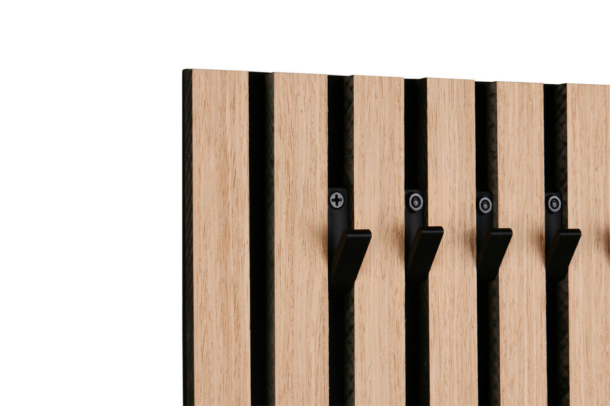 SCHLÜSSELBOARD furniert Schwarz, Eiche Artisan  - Schwarz/Eiche Artisan, MODERN, Holzwerkstoff/Textil (30,6/20/1,7cm)