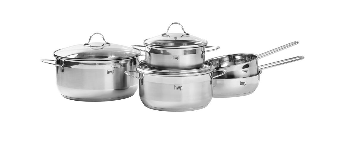 KOCHTOPFSET VERONA 5-teilig  - Klar/Edelstahlfarben, Basics, Glas/Kunststoff - Homeware Profession.