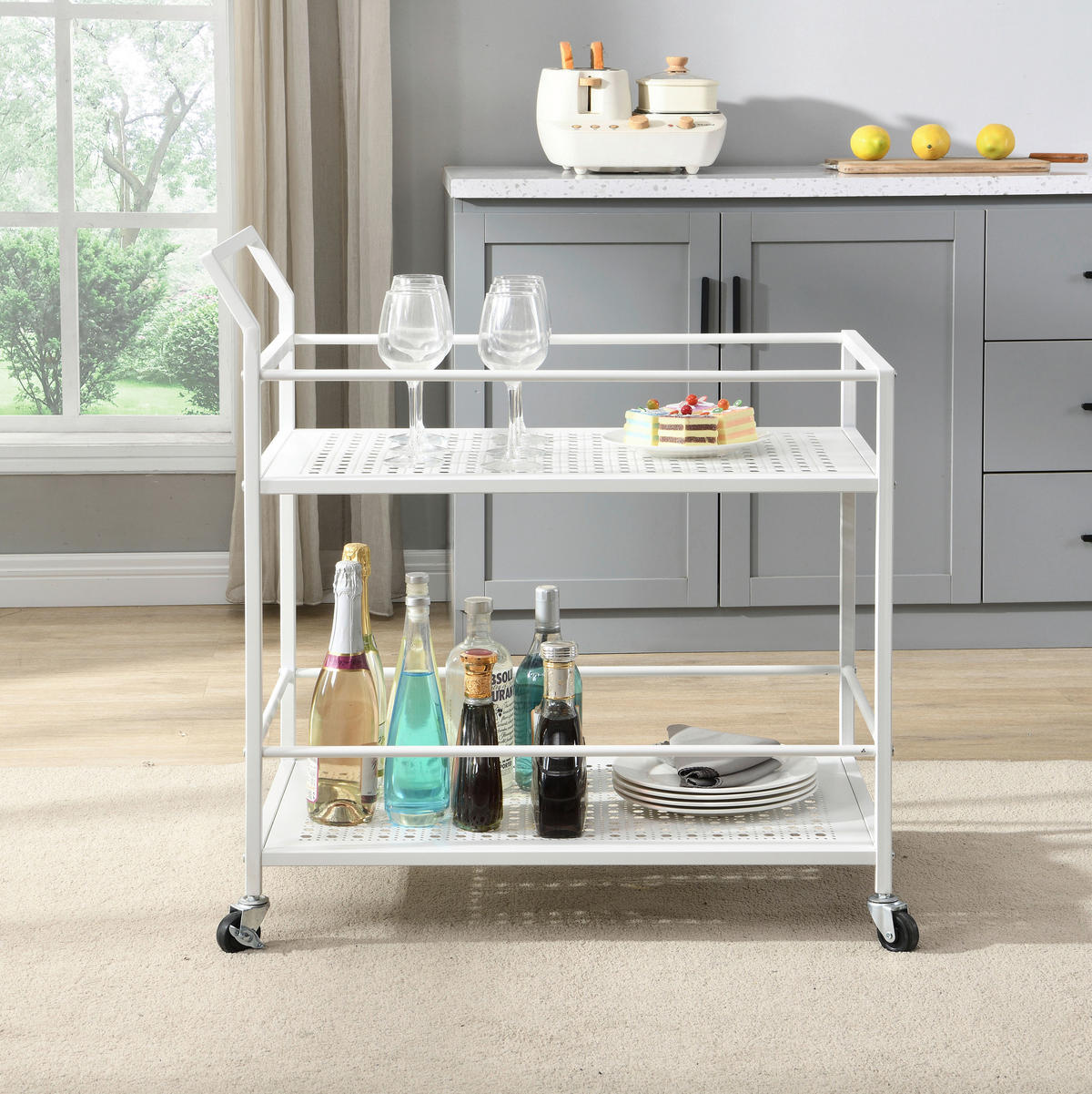 Cărucior Pentru Servit in alb  - alb, Design, plastic/metal (79/45/83cm) - MID.YOU
