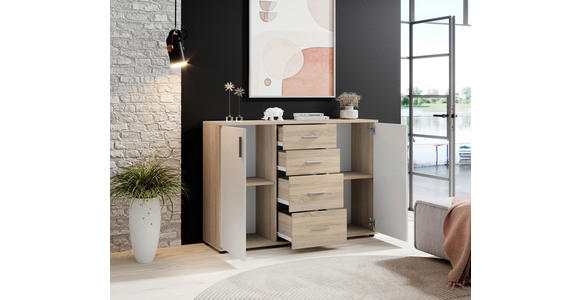 KOMMODE Bobby in 120/82/35 cm - Silberfarben/Schwarz, Design, Holzwerkstoff/Kunststoff (120/82/35cm) - Carryhome