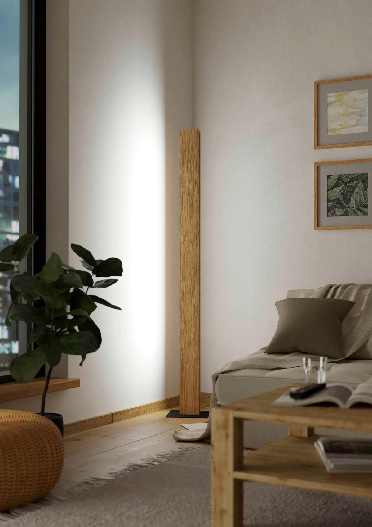 STOJACÍ LAMPA, 10,5/5,5/150 cm - bílá/černá, Natur, kov/dřevo (10,5/5,5/150cm) - Eglo