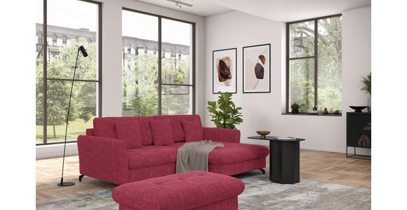 ECKSOFA in Flachgewebe, Leinenoptik Rot  - Rot/Schwarz, Design, Textil/Metall (242/170cm) - Xora