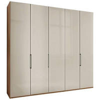 DREHTÜRENSCHRANK 250/236/58 cm 5-türig Champagner, Eiche Bianco  - Schieferfarben/Eiche Bianco, KONVENTIONELL, Glas/Holzwerkstoff (250/236/58cm) - Dieter Knoll