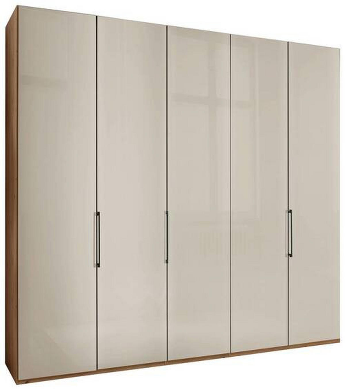 DREHTÜRENSCHRANK 250/236/58 cm 5-türig Champagner, Eiche Bianco  - Schieferfarben/Eiche Bianco, KONVENTIONELL, Glas/Holzwerkstoff (250/236/58cm) - Dieter Knoll
