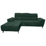 ECKSOFA Dunkelgrün Cord Rücken echt, Kopfteilverstellung, Sitzvorzug  - Dunkelgrün/Schwarz, KONVENTIONELL, Textil/Metall (196/290cm) - Carryhome