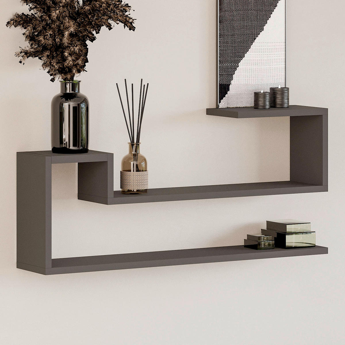 VÄGGHYLLPLAN 90/41,2/17 cm  - antracit, Design, trämaterial (90/41,2/17cm) - Livetastic