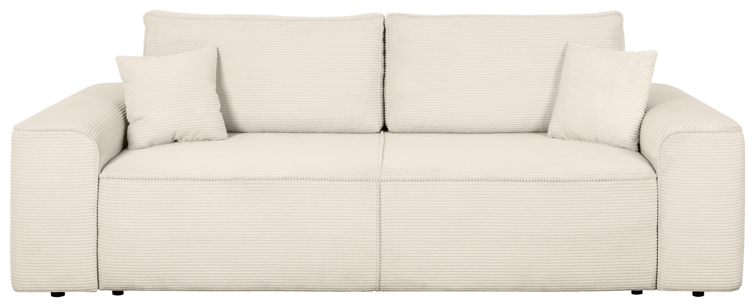 SCHLAFSOFA Cord Creme  inkl. Zierkissen, Rückenkissen, Bettkasten, Schlaffunktion  - Creme/Schwarz, Design, Kunststoff/Textil (261/95/108cm) - Xora