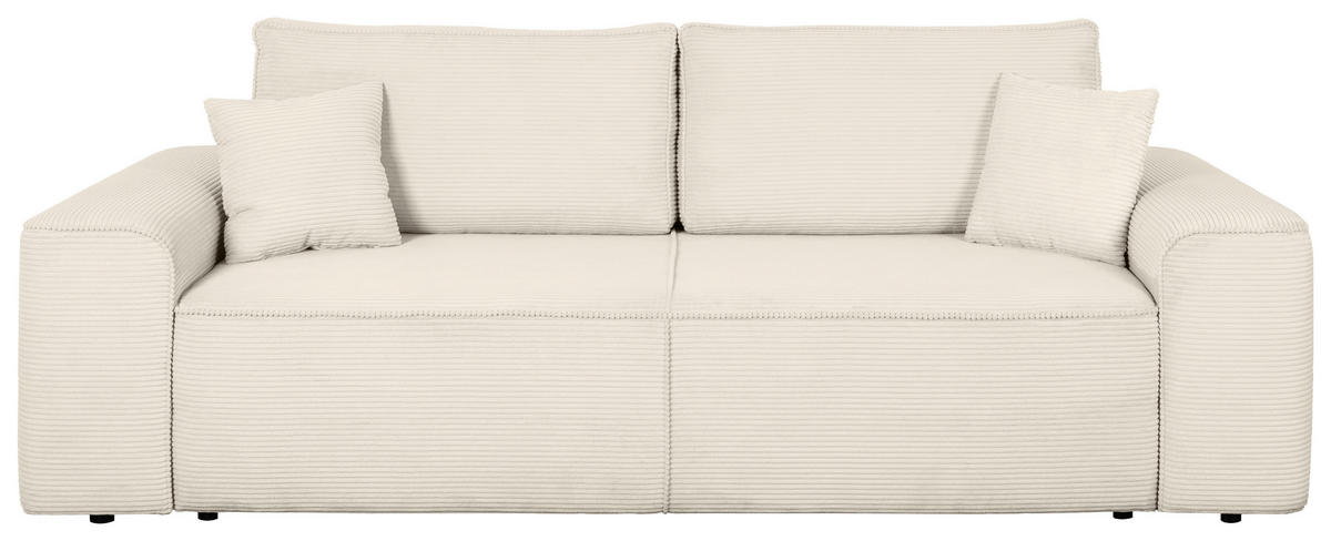 SCHLAFSOFA  in Cord Creme  - Creme/Schwarz, Design, Kunststoff/Textil (261/95/108cm) - Xora