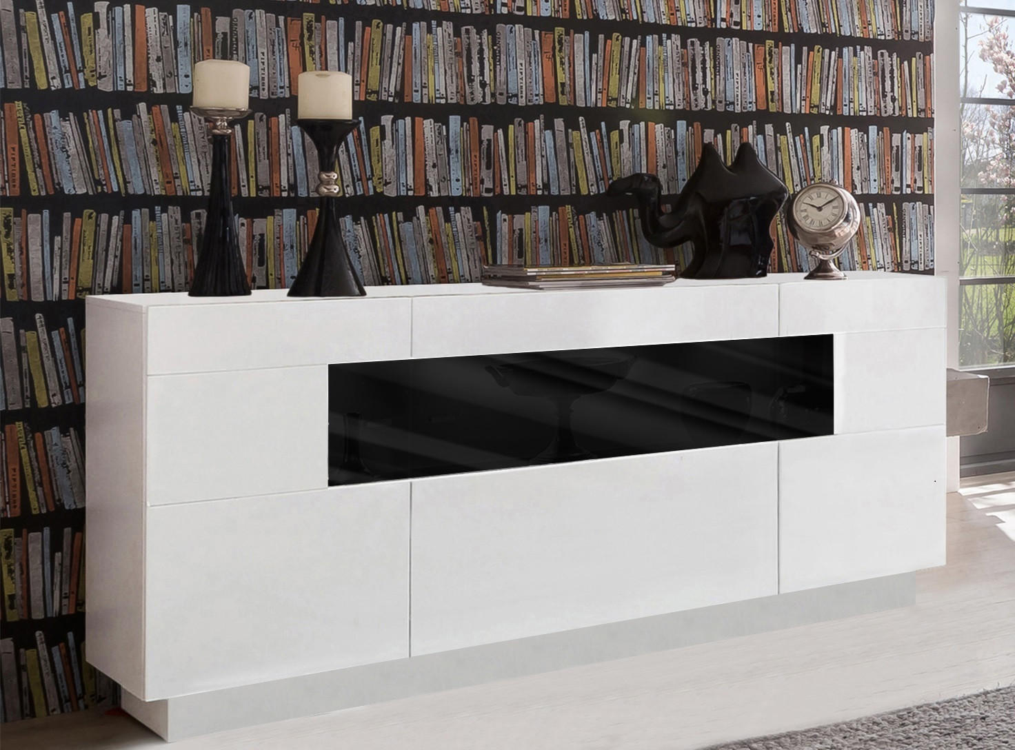 SIDEBOARD 160/85/43 cm  in Weiß  - Silberfarben/Weiß, KONVENTIONELL, Glas/Holzwerkstoff (160/85/43cm) - Livetastic