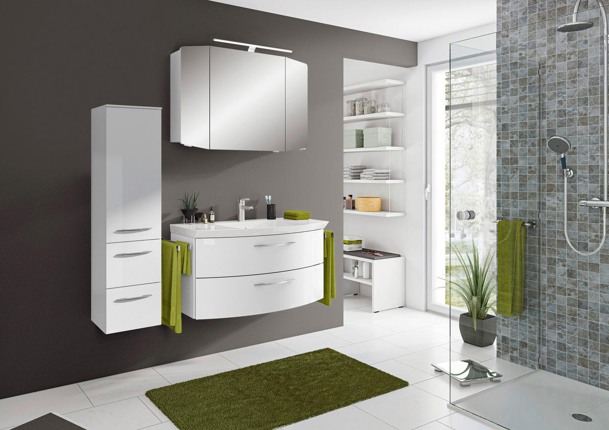 BADEZIMMER 4-teilig  in 131 cm  - Chromfarben/Weiß Hochglanz, KONVENTIONELL, Glas/Holzwerkstoff (131cm) - Pelipal