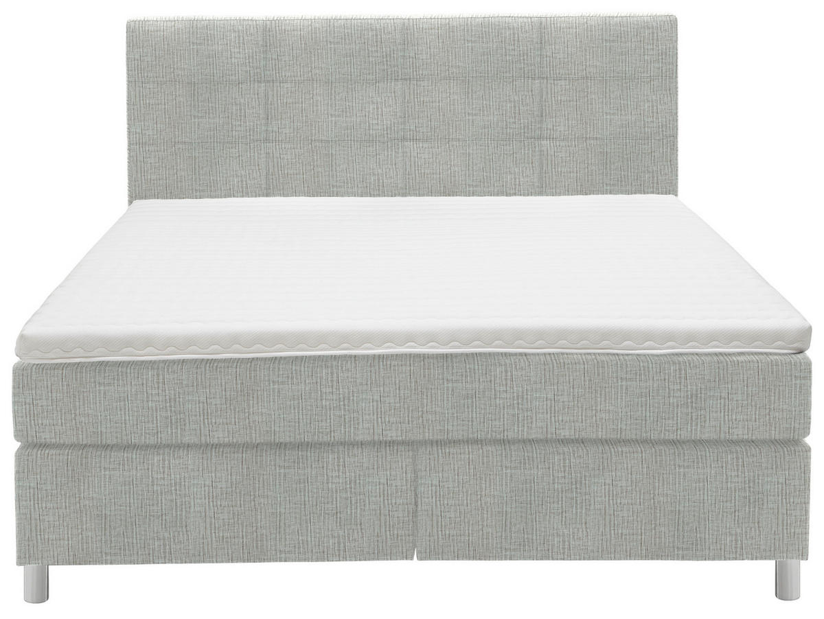 BOXSPRINGBETT 160/200 cm  in Hellgrau  - Chromfarben/Hellgrau, Konventionell, Kunststoff/Textil (160/200cm) - Voleo