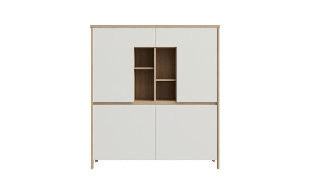 HIGHBOARD , 111/125/39 cm,  - Eichefarben/Weiß, Design, Holzwerkstoff (111/125/39cm) - MID.YOU