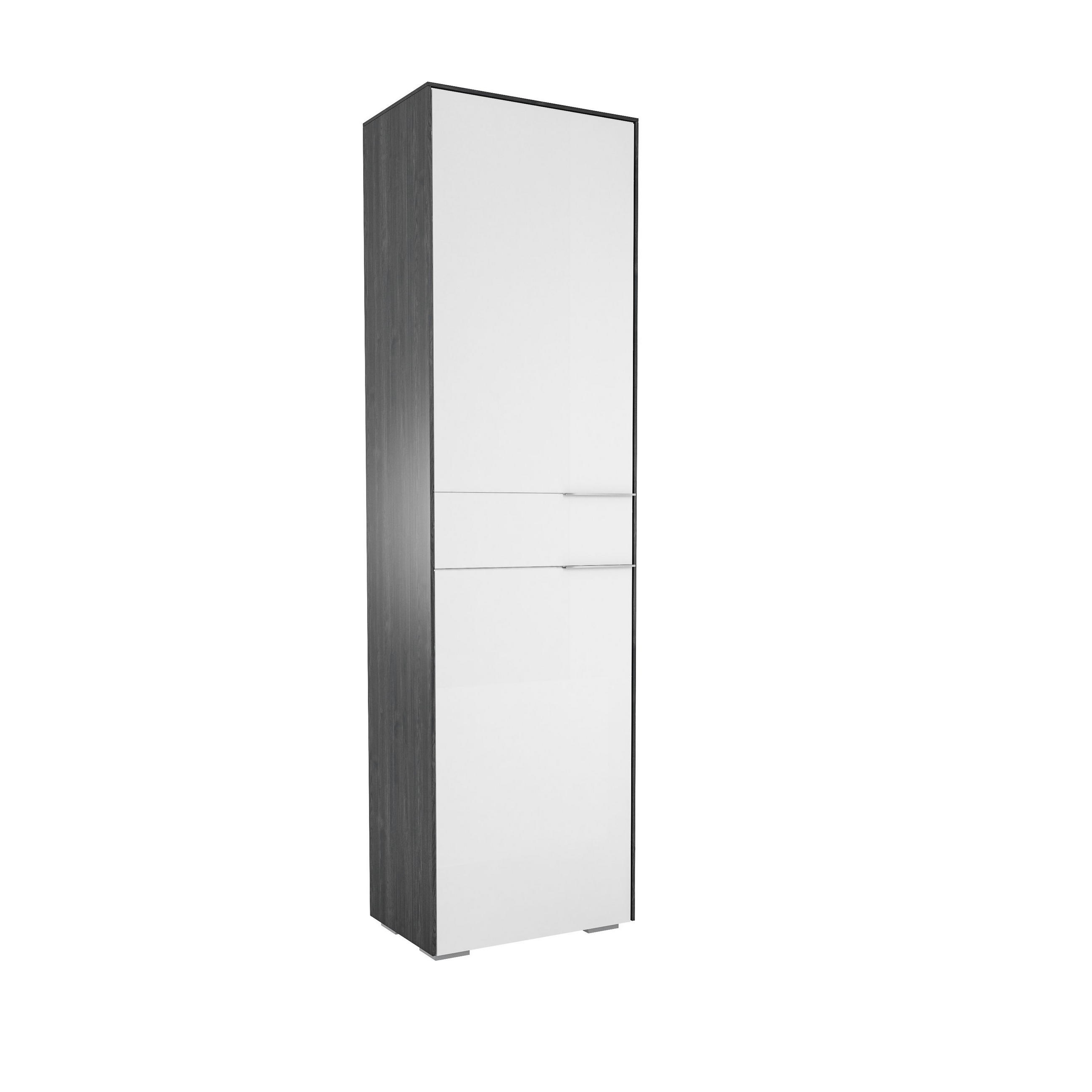 GARDEROBENSCHRANK Weiß, Eichefarben - Chromfarben/Eichefarben, Design, Glas/Holzwerkstoff (55,8/199,1/37,3cm) - Voleo
