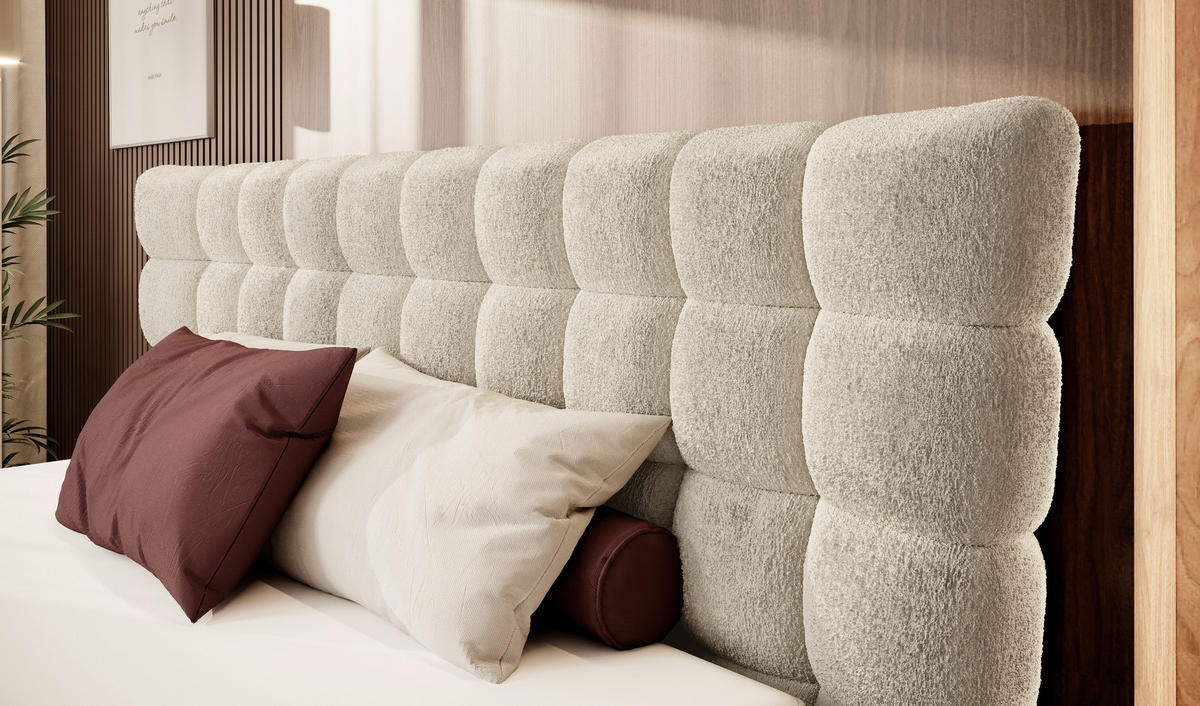 BOXSPRINGBETT 180/200 cm  in Creme  - Creme/Schwarz, Design, Holz/Holzwerkstoff (180/200cm) - Esposa