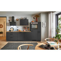 KÜCHENBLOCK PN 80 290 cm  in Graphitfarben, Eichefarben  - Eichefarben/Schwarz, Design, Holzwerkstoff/Metall (290cm) - Pino