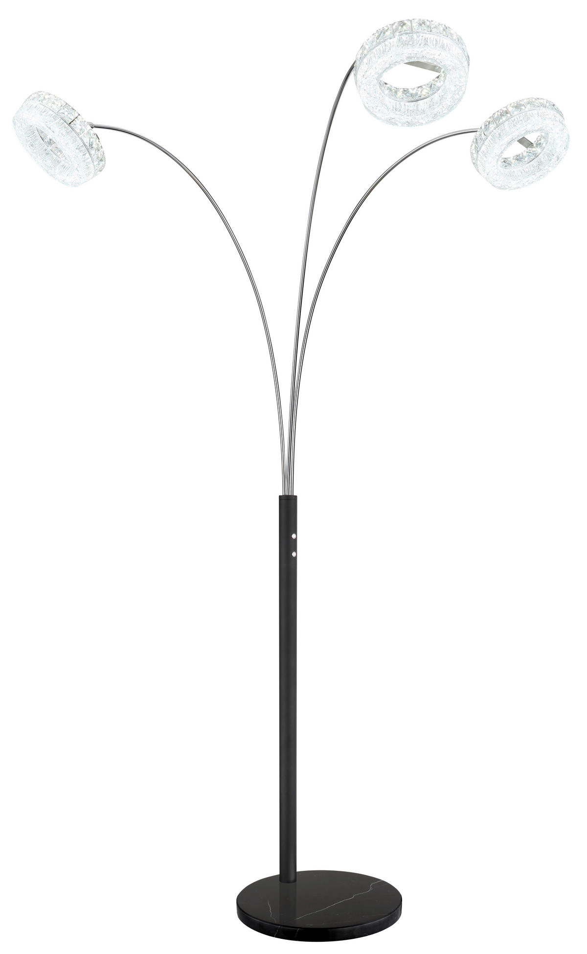 LED-STEHLEUCHTE 82,5/102/190 cm    - Klar/Schwarz, Design, Glas/Kunststoff (82,5/102/190cm) - Globo