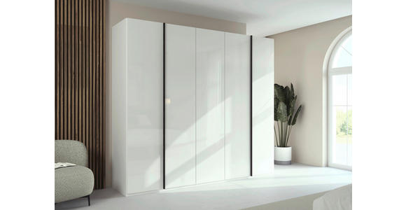 DREHTÜRENSCHRANK 251/223/61 cm,  in Weiß, 5-türig  - Graphitfarben/Weiß, Basics, Glas/Holzwerkstoff (251/223/61cm) - Novel