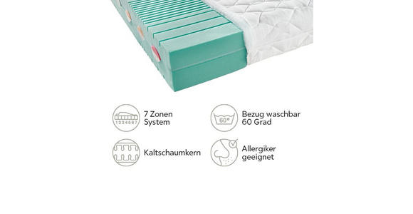 KALTSCHAUMMATRATZE 90/190 cm  - Weiß, Basics, Textil (90/190cm) - Sleeptex