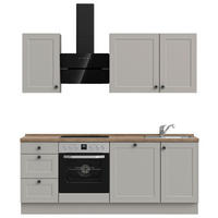 KÜCHENBLOCK 210 cm   in Grau, Eiche dunkel  - Eiche dunkel/Schwarz, MODERN, Holzwerkstoff/Metall (210cm) - Nobilia