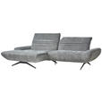 ECKSOFA Grau Chenille  - Schwarz/Grau, Design, Textil/Metall (170-195/280cm) - Dieter Knoll