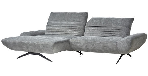 ECKSOFA Grau Chenille  - Schwarz/Grau, Design, Textil/Metall (170-195/280cm) - Dieter Knoll