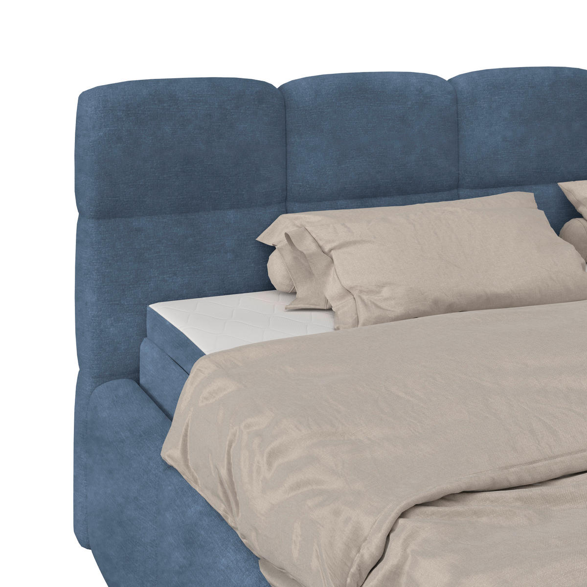 POLSTERBETT 160/200 cm,  in Blau, Matratze, Bettkasten, H3 = fest  - Blau/Schwarz, Trend, Kunststoff/Textil (160/200cm)