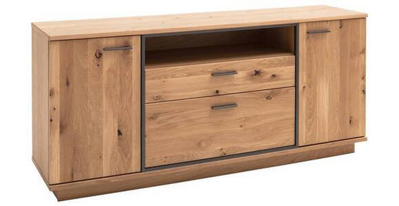 SIDEBOARD Asteiche furniert Anthrazit, Eichefarben Einlegeböden  - Eichefarben/Anthrazit, KONVENTIONELL, Holz/Holzwerkstoff (180/81/44cm) - Landscape