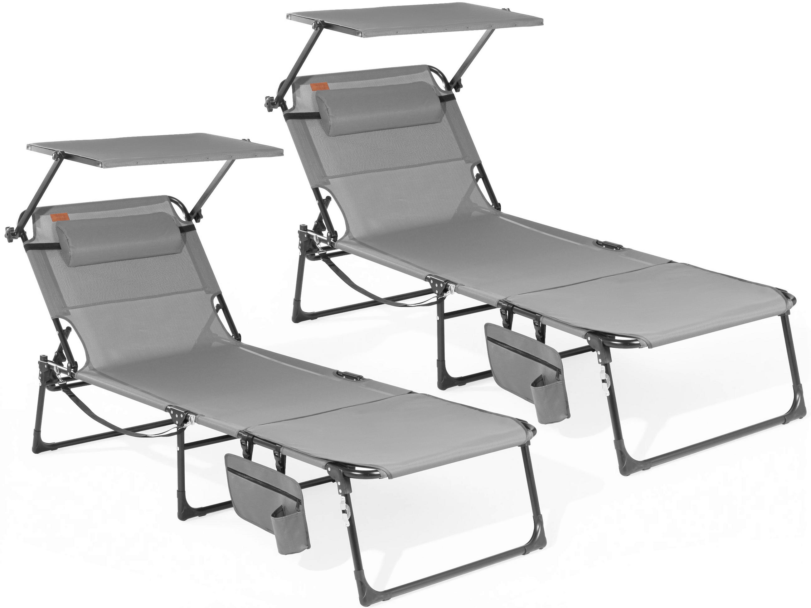 SONNENLIEGE 200/34/70 cm  - Dunkelgrau/Grau, Basics, Textil/Metall (200/34/70cm) - Modante