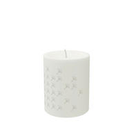 STUMPENKERZENSET Faded Cornflower  - Weiß, Design (8/10cm) - Joop!