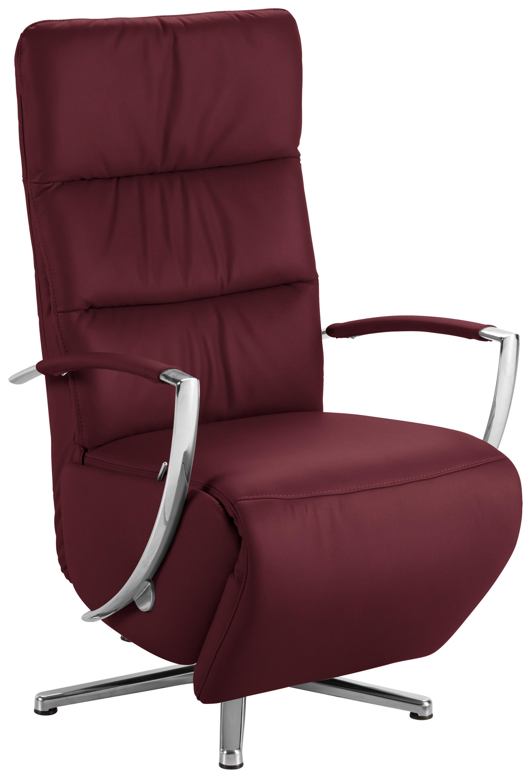 RELAXSESSEL in Leder Weinrot  - Chromfarben/Weinrot, Design, Leder/Metall (64/112/80cm) - Cantus