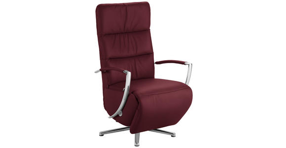 RELAXSESSEL in Leder Weinrot - Chromfarben/Weinrot, Design, Leder/Metall (64/112/80cm) - Cantus