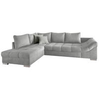 ECKSCHLAFSOFA  in Mikrofaser Hellgrau  - Silberfarben/Hellgrau, Design, Holz/Textil (202/298cm) - P & B