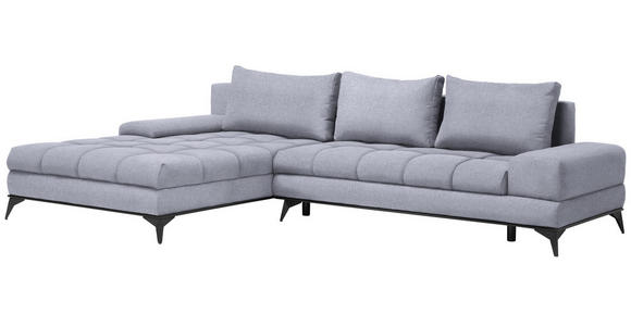 ECKSOFA in Webstoff Hellgrau  - Hellgrau/Schwarz, Design, Textil/Metall (212/315cm) - Carryhome