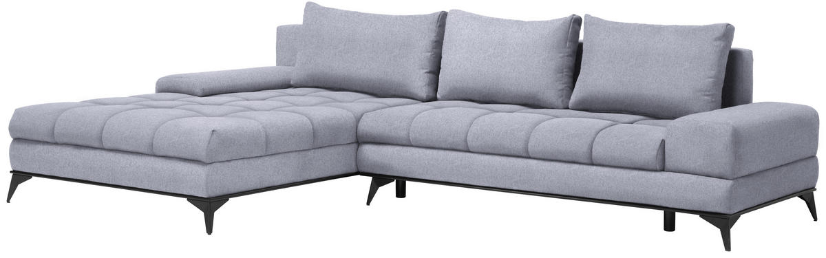 SAROKKANAPÉ textil világosszürke  - világosszürke/fekete, Design, textil/fém (212/315cm) - Carryhome