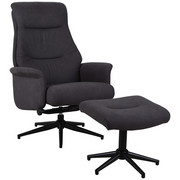 POČIVALNIK S PODNOŽNIKOM, siva kovina, tekstil - črna/siva, Moderno, kovina/tekstil (74,5/105/85cm) - Carryhome