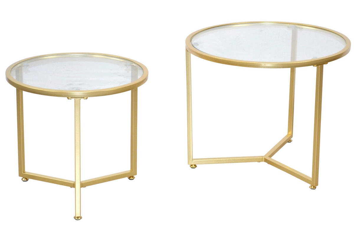 BEISTELLTISCHSET rund Goldfarben  - Goldfarben, Design, Glas/Metall (50/50/41cm) - MID.YOU