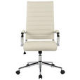 DREHSTUHL Chromfarben, Beige  - Chromfarben/Beige, KONVENTIONELL, Leder/Kunststoff (63,5/103/112.5/55,5cm) - Venda